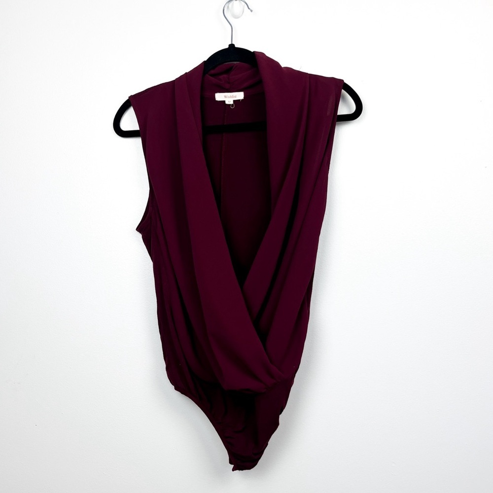 Wishlist Burgundy Red Body Suit with Draped Neck Front